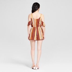 Striped cold shoulder romper